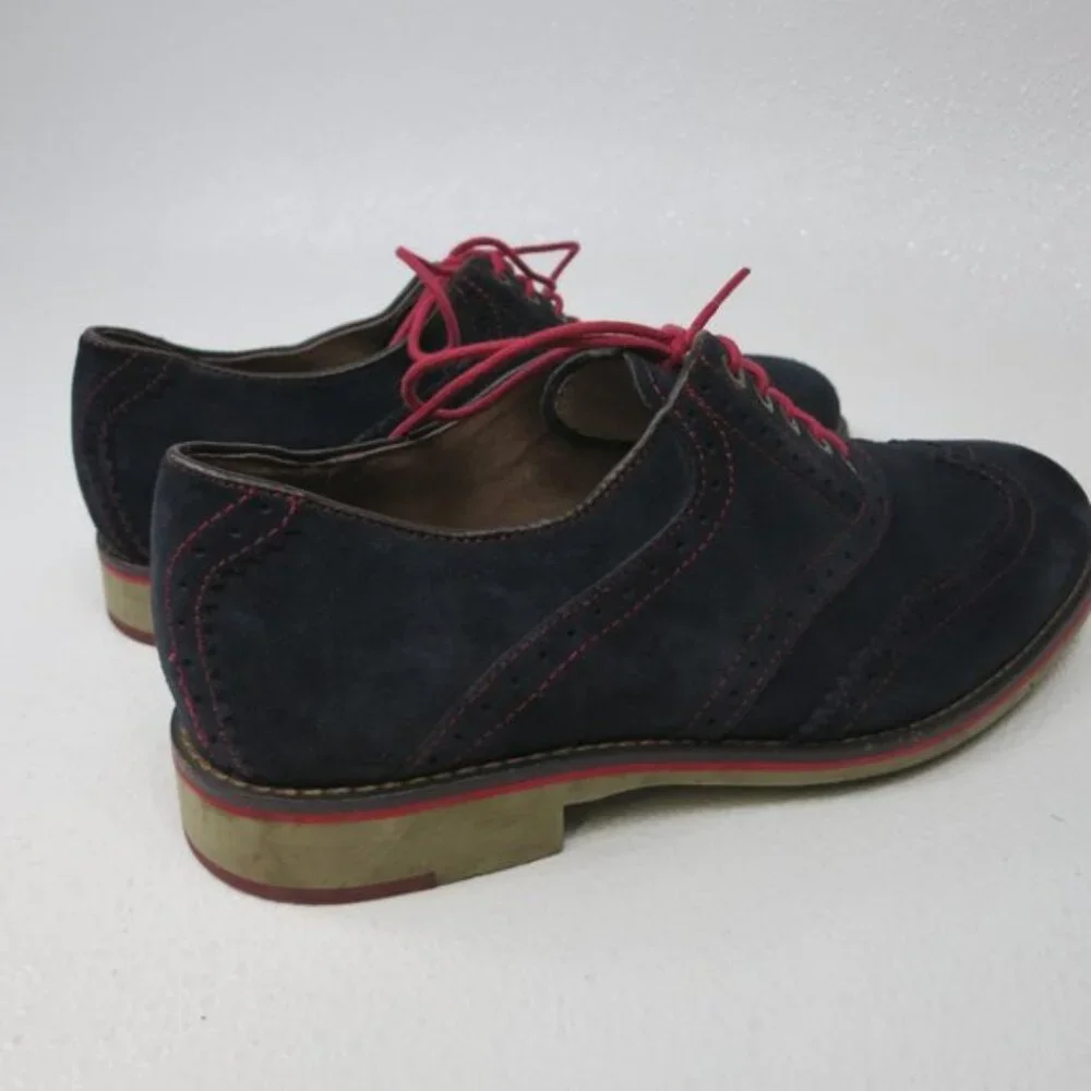 Johnston & Murphy Blue Suede Shoes Mens Wingtip Oxfords Dress Footwear Sz 8.5 M